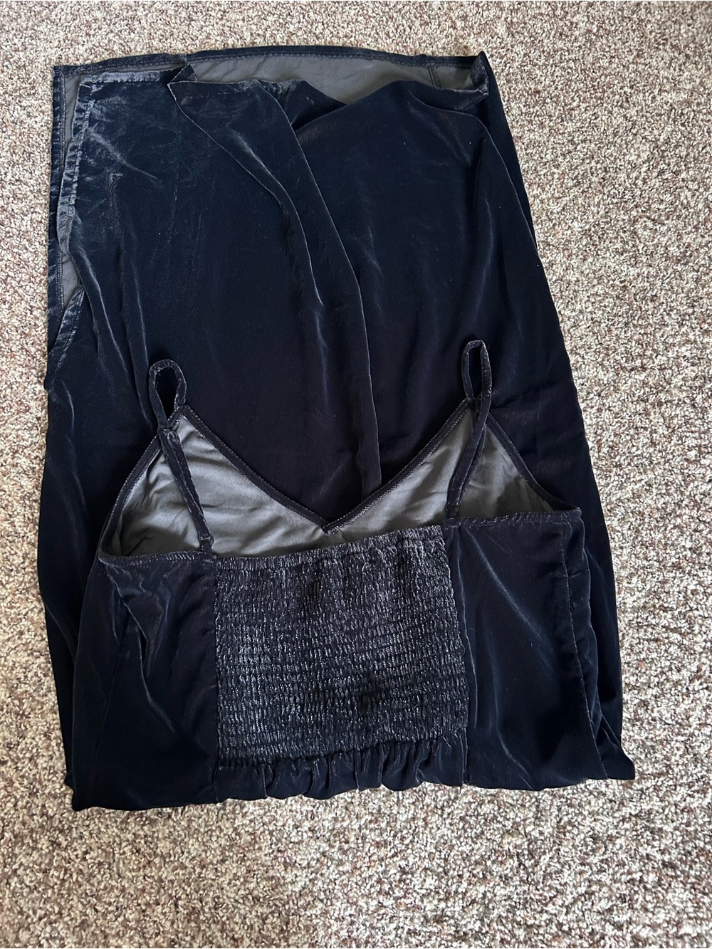 Old Navy Velvet Slip Dress with Side Slit Midnight Blue Size Large - Picture 9 of 9